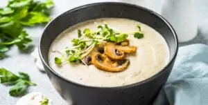 Vegan Creamy Mushroom, Sun-Dried Tomatoes, Spinach and White Bean Soup